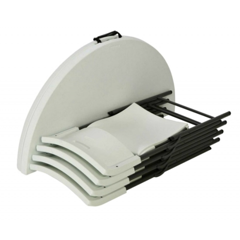 Lifetime 48 In. Round Fold-In-Half Table And Chair Set - White Granite (80411)