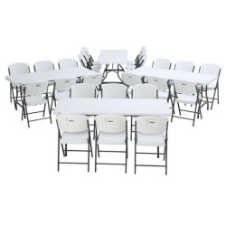 Lifetime 6-Foot Rectangular Tables And Chairs Combo - White Granite (80545)