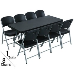  Lifetime-6-Ft-Stacking-Tables-And-Chairs-Combo-Black-80439 
