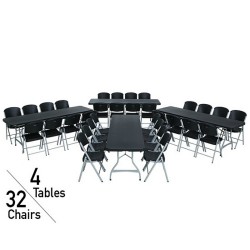 Lifetime 8-Foot Stacking Table And Chair Combo - Black (80486)