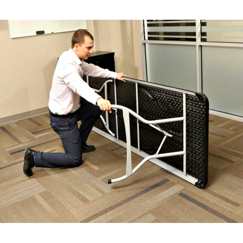 Lifetime 8-Foot Stacking Table And Chair Combo - Black (80486)