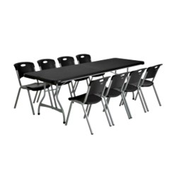 Lifetime 4 Pack 8 Ft Commercial Stacking Folding Tables  - Black (model 480462)