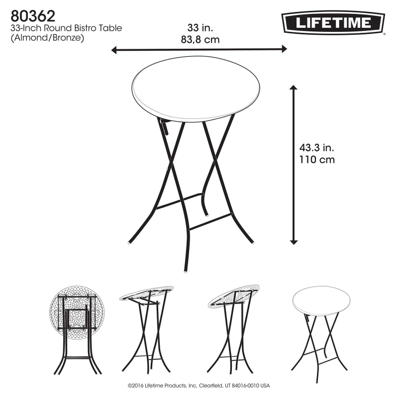 Lifetime 33-Inch Round Bistro Table - Almond (80362)