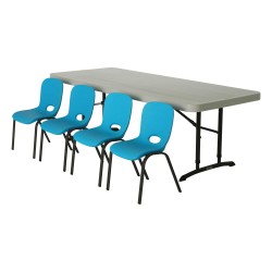 Lifetime Children's Chair and Table Combo - 1 6ft table, 4 blue chairs (80521)