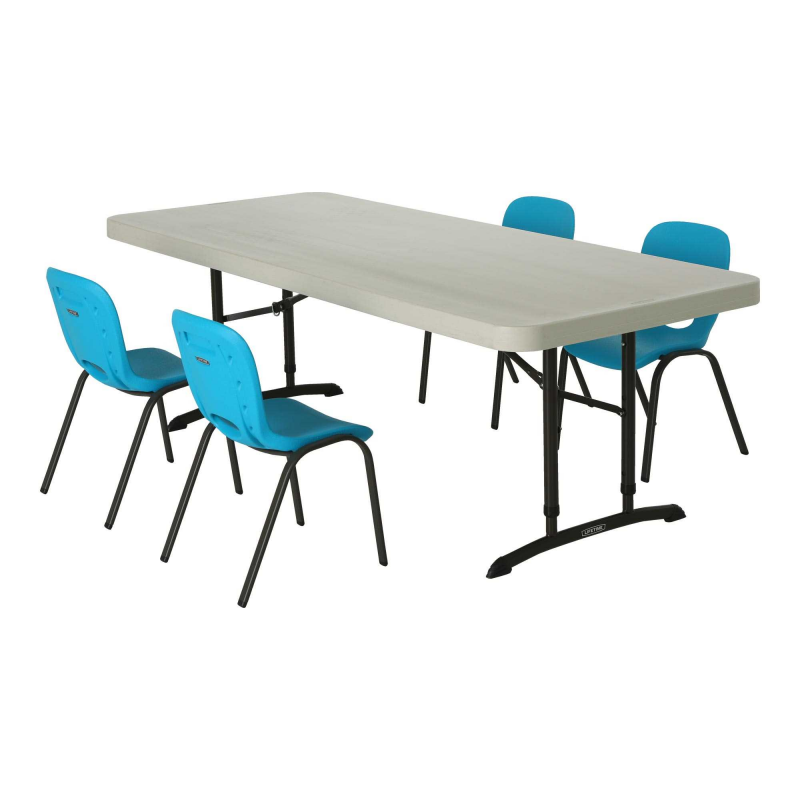 Lifetime Children's Chair and Table Combo - 1 6ft table, 4 blue chairs (80521)