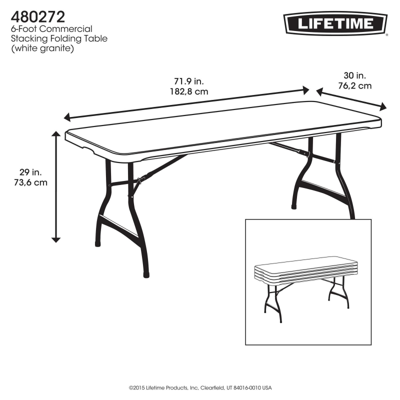 Lifetime 4-pack 6ft Commercial Stacking Folding Tables - White (480272)