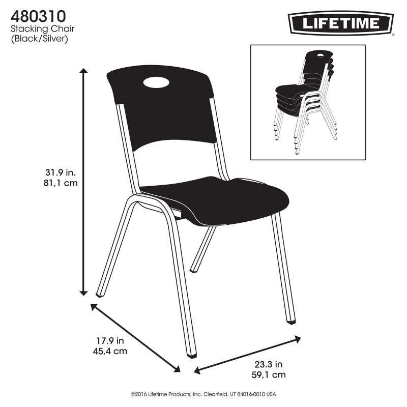 Lifetime 4-pack Contemporary Stacking Chairs - Black (480310)