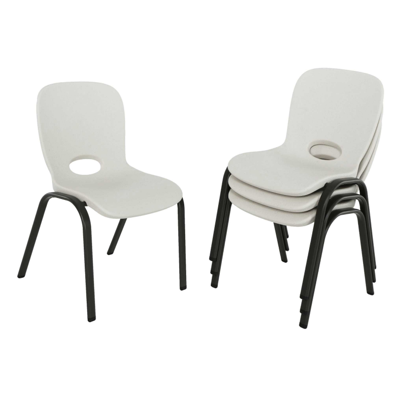 Lifetime 4-pack Contemporary Children's Stacking Chairs - Almond (80383)