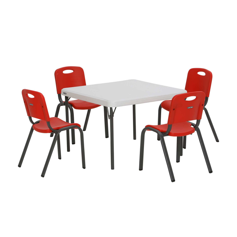 Lifetime 4-Pack Commercial Children's Stacking Chair - Fire Red (80532)