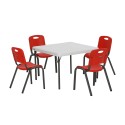 Lifetime 4-Pack Commercial Children's Stacking Chair - Fire Red (80532)