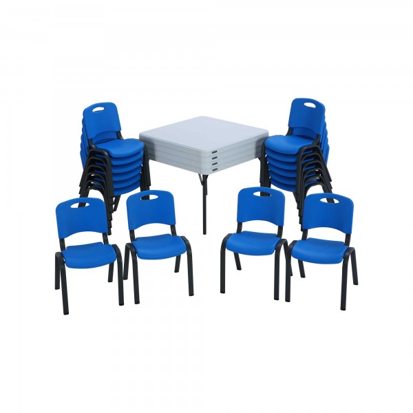  -pack Kid's Stacking Chairs - Blue and 4-pack Stacking Tables (80557