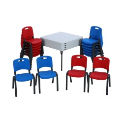 Lifetime 4-pack Stacking Chairs - Blue plus Kid's Table (80553)