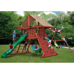 Gorilla Sun Climber I Cedar Swing Set Kit w/ Sunbrella® Brannon - Redwood (01-0026)