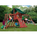 Gorilla Sun Climber II Cedar Wood Swing Set Kit w/ Sunbrella® Canvas Forest Green Canopy - Redwood (01-0025)