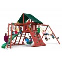 Gorilla Sun Climber II Cedar Wood Swing Set Kit w/ Sunbrella® Canvas Forest Green Canopy - Redwood (01-0025)