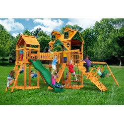 Gorilla Malibu Pioneer Peak Cedar Wood Swing Set w/ Amber Posts - Amber (01-0076-AP)