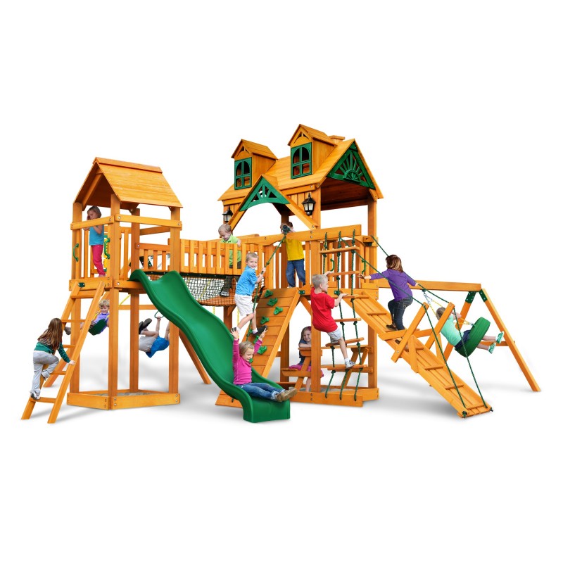 Gorilla Malibu Pioneer Peak Cedar Wood Swing Set w/ Amber Posts - Amber (01-0076-AP)
