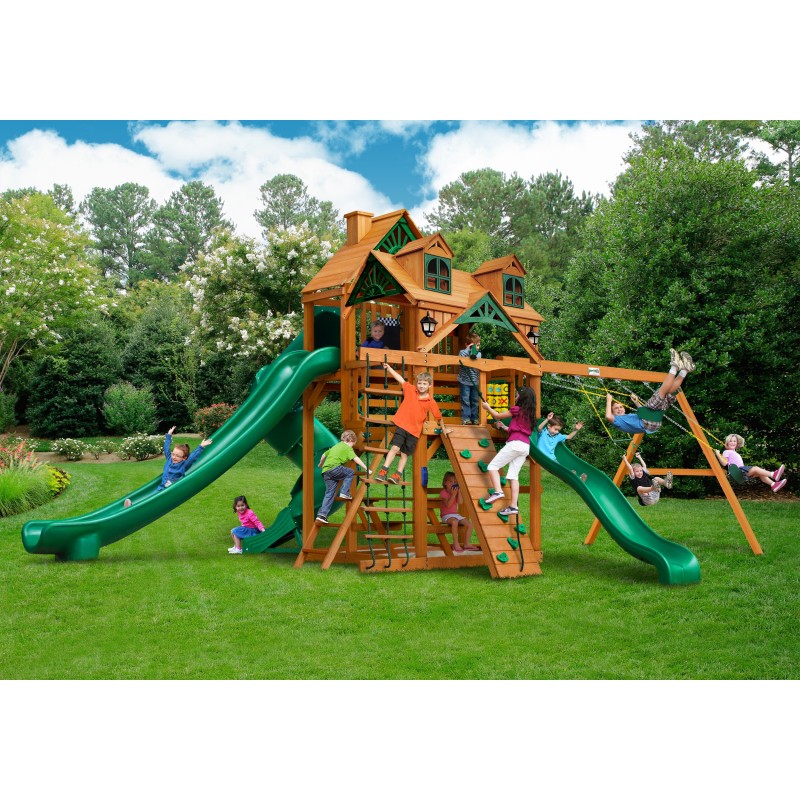  Gorilla Malibu Deluxe II Cedar Wood Swing Set Kit w/ Amber Posts - Amber (01-0048-AP)