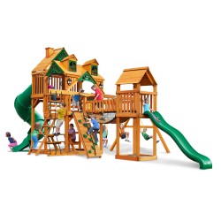 Gorilla Malibu Treasure Trove I Cedar Wood Swing Set Kit w/ Amber Posts (01-0077-AP)