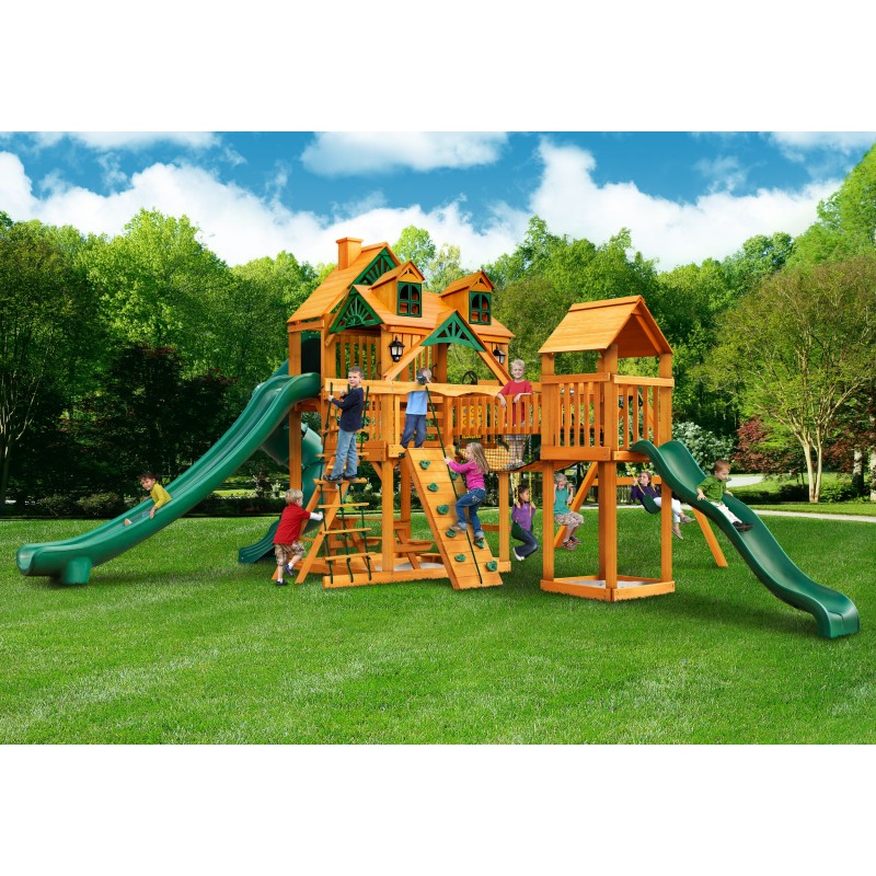 Gorilla Malibu Treasure Trove II Cedar Wood Swing Set Kit w/ Amber Posts - Amber (01-0078-AP)
