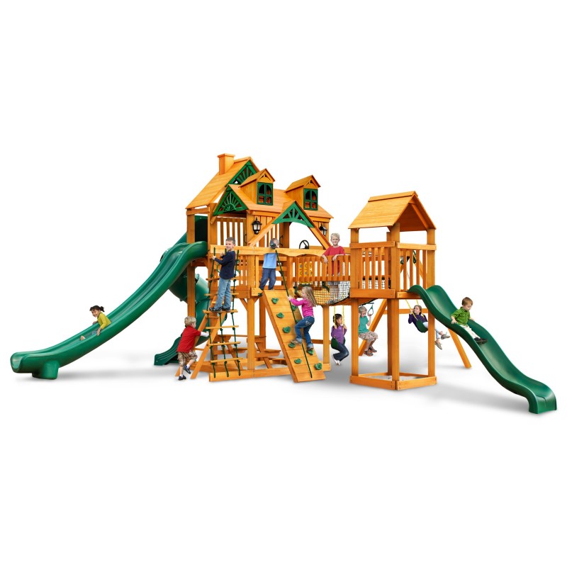 Gorilla Malibu Treasure Trove II Cedar Wood Swing Set Kit w/ Amber Posts - Amber (01-0078-AP)