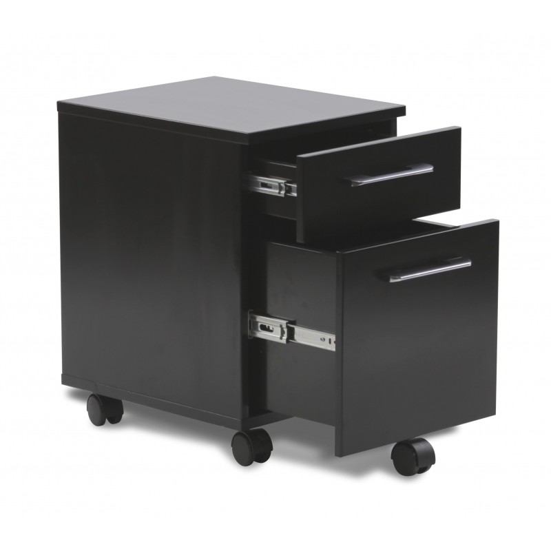 Unique Furniture Mobile Pedestal 2 Drawer File Cabinet - Black (231-BLK)