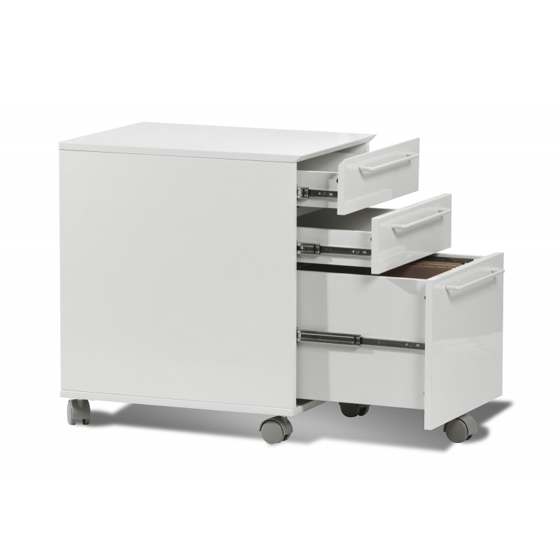 Unique Furniture 3 Drawer Mobile File Cabinet - White (211-WH)