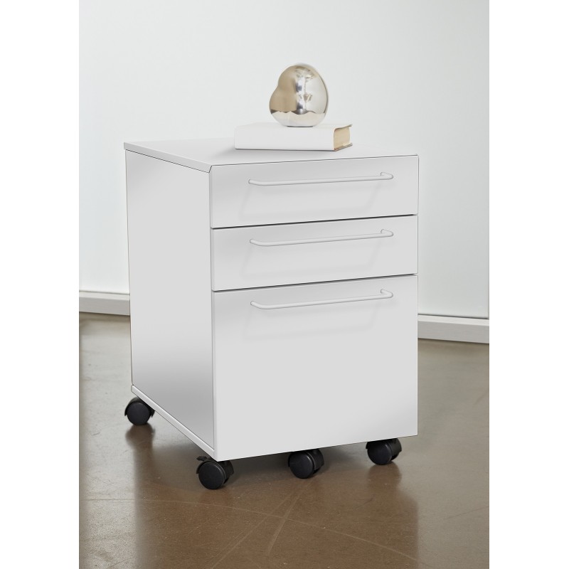 Unique Furniture 3 Drawer Mobile File Cabinet - White (211-WH)