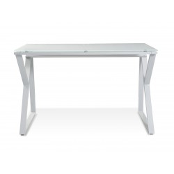 Unique Furniture Desk with Pure White Glass Top - White (223-WH)