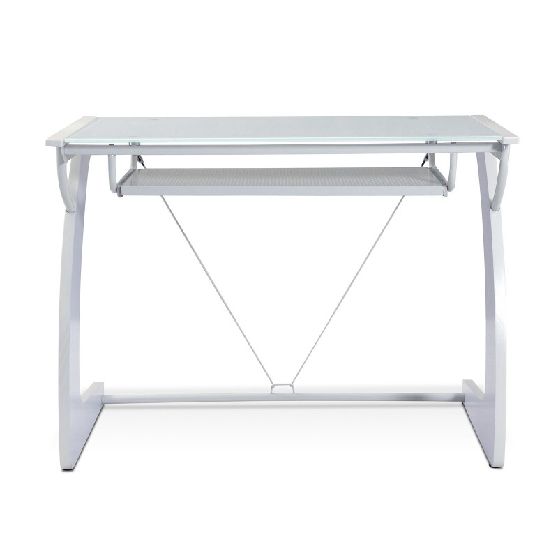 Jesper Office  Computer Desk with Pure White Glass Top - White (225-WH)