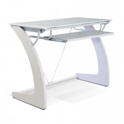Jesper Office  Computer Desk with Pure White Glass Top - White (225-WH)