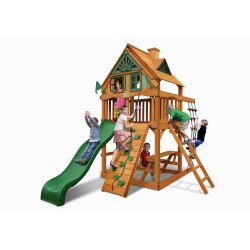 Gorilla Chateau Tower Treehouse Cedar Wood Swing Set Kit w/ Amber Posts - Amber 