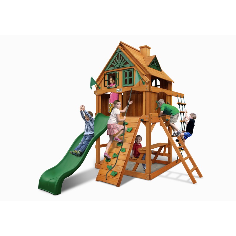 Gorilla Chateau Tower Treehouse Cedar Wood Swing Set Kit w/ Fort - Amber (01-0063-AP)