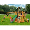 Chateau Clubhouse Swing Set w/ Amber Posts and and Sunbrella® Canvas Forest Green Canopy - Amber (01-0035-AP-2)