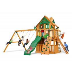 Gorilla Chateau Clubhouse Treehouse Cedar Wood Swing Set Kit w/ Amber Posts - Amber (01-0051-AP)
