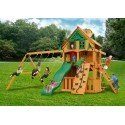 Gorilla Chateau Clubhouse Treehouse Cedar Wood Swing Set Kit w/ Fort Add-On and Natural Cedar - Amber (01-0065-AP)