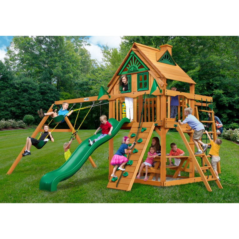 Gorilla Navigator Treehouse Cedar Wood Swing Set Kit w/ Amber Posts - Amber (01-0056-AP)