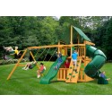 Gorilla Mountaineer Clubhouse Cedar Wood Swing Set Kit  w/ Amber Posts and Deluxe Green Vinyl Canopy - Amber (01-0033-AP-1)