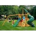Gorilla Mountaineer Clubhouse Cedar Wood Swing Set Kit w/ Amber Posts and Sunbrella® Forest Green Canopy - Amber (01-0033-AP-2)