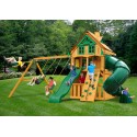 Gorilla Mountaineer Clubhouse Treehouse Cedar Wood Swing Set Kit  w/ Fort Add-On & Amber Posts - Amber (01-0069-AP)