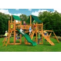 Pioneer Peak Cedar Wood Swing Set KIt  w/ Amber Posts and Sunbrella® Canvas Forest Green Canopy - Amber (01-0006-AP-2)