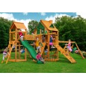 Gorilla Pioneer Peak Treehouse Cedar Wood Swing Set Kit w/ Fort Add-On &  w/ Amber Posts - Amber (01-0070-AP)