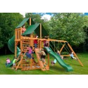 Gorilla Great Skye I Cedar Wood Swing Set Kit w/ Amber Posts & Sunbrella® Canvas Forest Green Canopy - Amber (01-0030-AP-2)