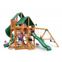 Gorilla Great Skye I Cedar Wood Swing Set Kit w/ Amber Posts & Sunbrella® Canvas Forest Green Canopy - Amber (01-0030-AP-2)