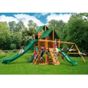 Gorilla Great Skye II Cedar Wood Swing Set Kit w/ Amber Posts & Sunbrella® Canvas Forest Green Canopy - Amber (01-0031-AP-2)