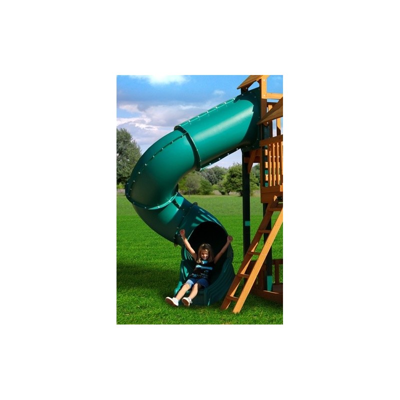 Gorilla Treasure Trove II Cedar Wood Swing Set Kit w/ Amber Posts & Sunbrella® Forest Green Canopy  - Amber (01-1034-AP-2)