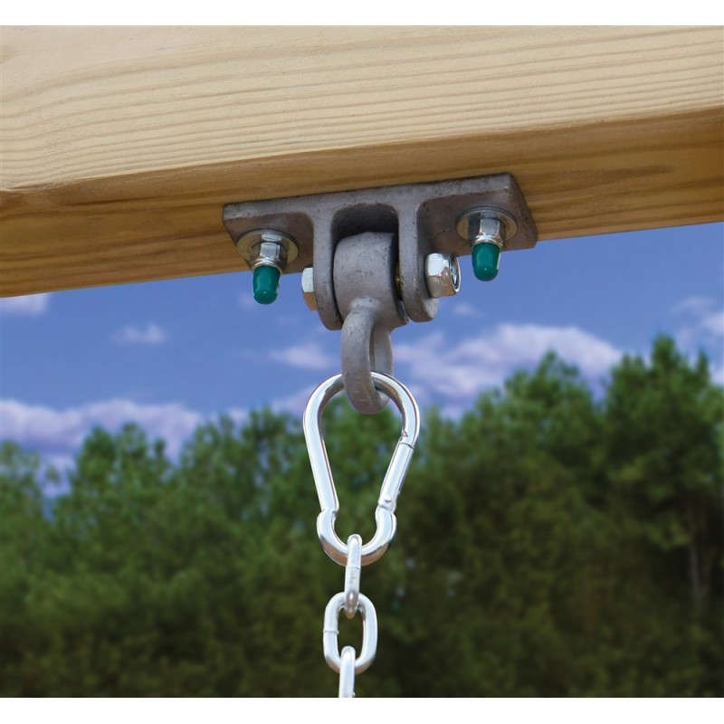 Gorilla Treasure Trove II Cedar Wood Swing Set Kit w/ Amber Posts & Sunbrella® Forest Green Canopy  - Amber (01-1034-AP-2)