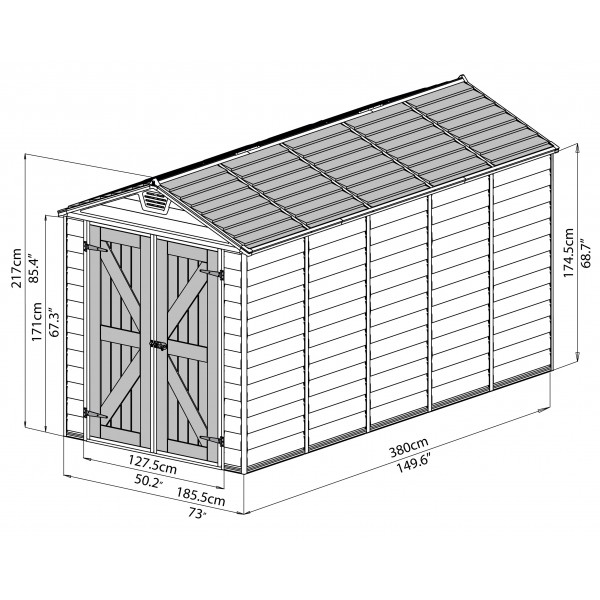 Palram 6x12 Skylight Storage Shed Kit - Tan (HG9612T)