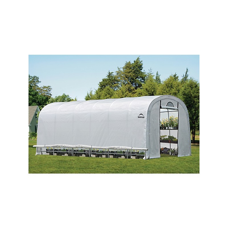ShelterLogic 12x24x8 Rib Round Style Powder Coated Translucent - Zipper Door (70590)