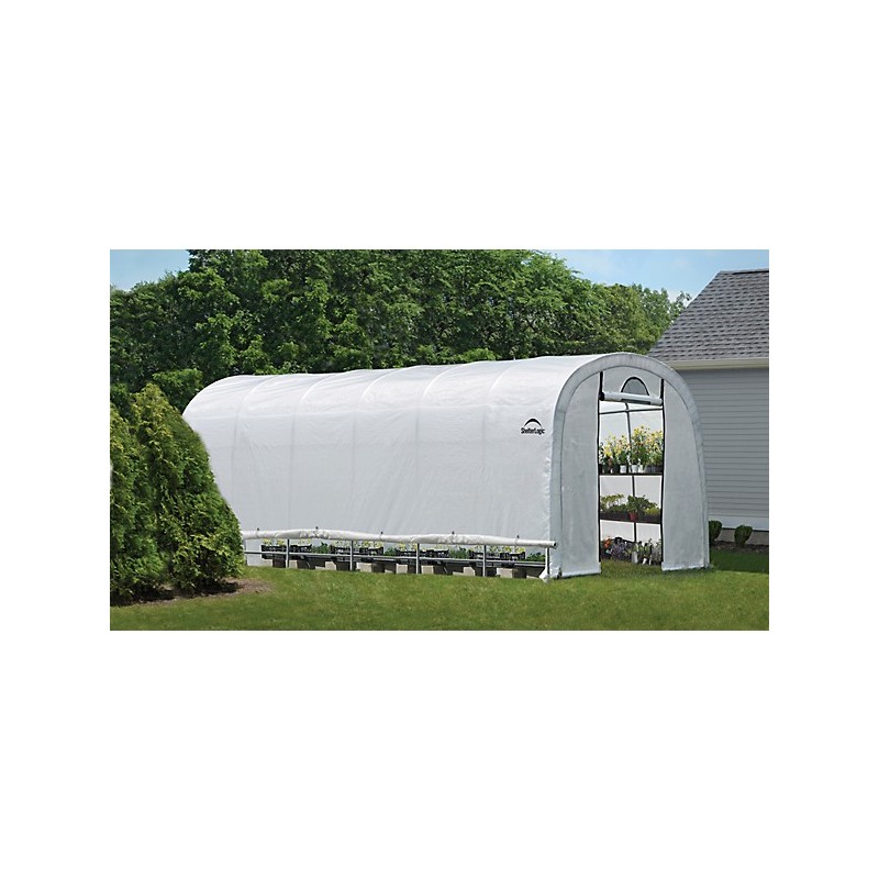 ShelterLogic 12x24x8 Rib Round Style Powder Coated Translucent - Zipper Door (70590)